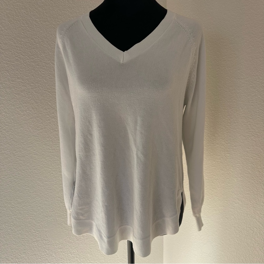 Survival White V-Neck Sweater